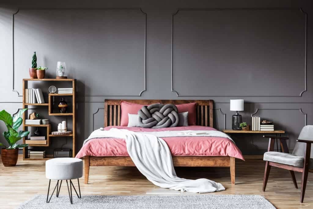 Gray Wall and Brown Furniture