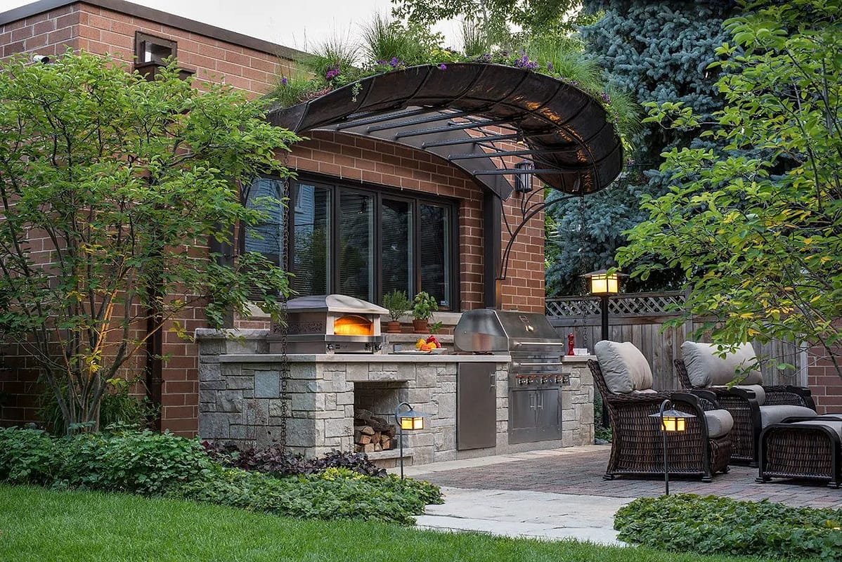 Brick Fireplace & Stainless Oven Pizza